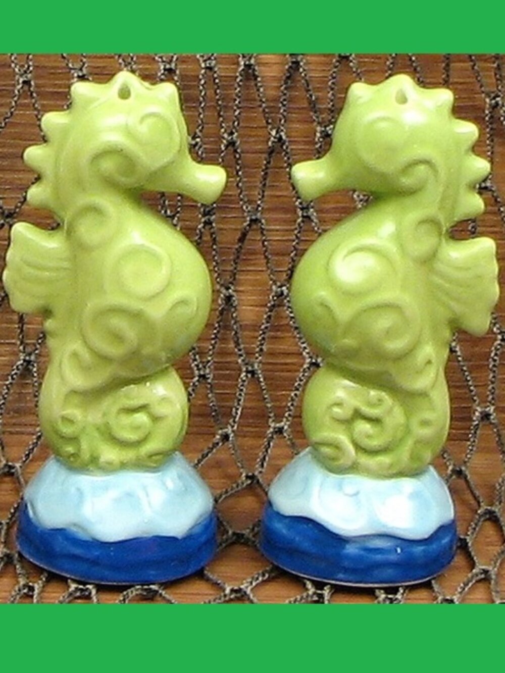 Ceramic Set of Seahorses Salt and Pepper Shaker Set 3 3/4" tall 15089